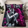 thumbnail image 2 of Castle Fairy Boys Girls Skeleton Couple Lover Twin Sheet Sets 3pcs,Happy Valentine's Day Twin Fitted Sheet Microfiber,Chic Floral Rose Breathable Flat Sheet,Super Cozy Room Decor, 2 of 7