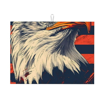 

Qekee American Bald Eagle A Print Dish Drying Mat Dishes Drainer Mat for Kitchen Counter Microfiber Absorbent Dish Draining Reusable Washable Draining Racks Extra Large 18 x24