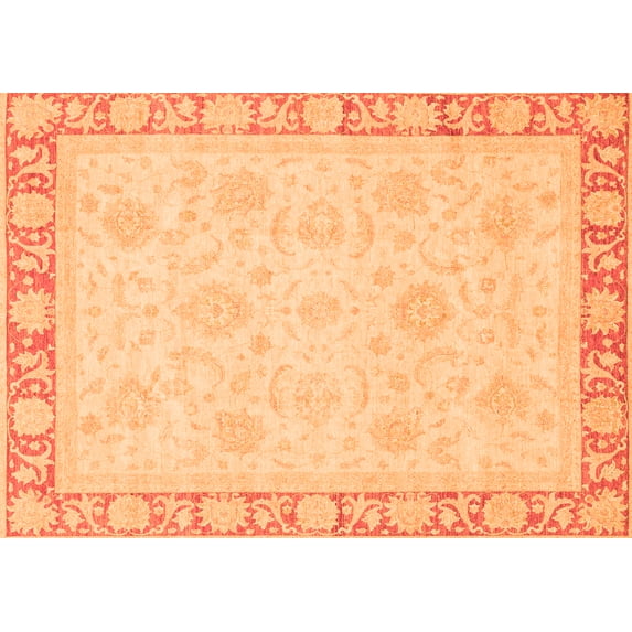 Ahgly Company Indoor Rectangle Abstract Orange Modern Area Rugs, 5' x 7'
