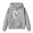 thumbnail image 3 of Kiijoy Big Girls Hoodie Heart Print Fleece-Lined Hooded Sweatshirt Long Sleeve Pullover, 3 of 3