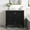 thumbnail image 4 of Simpli Chelsea 36" Quartz Faux Marble Top Bathroom Vanity in Midnight Black, 4 of 8