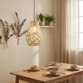 thumbnail image 6 of Hand-Woven Boho Pendant Lamp Shade, Vintage Rattan Wicker Hanging Light Cover, Handmade Rustic Decorative Lamp Shade For Living Room, Bedroom, Dining Area, Cafe,, 6 of 7