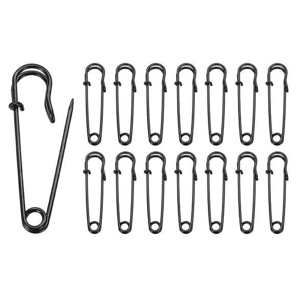 Uxcell 30pcs Safety Pins 50mm Baked Paint Large Safety Pin for Clothes, Black