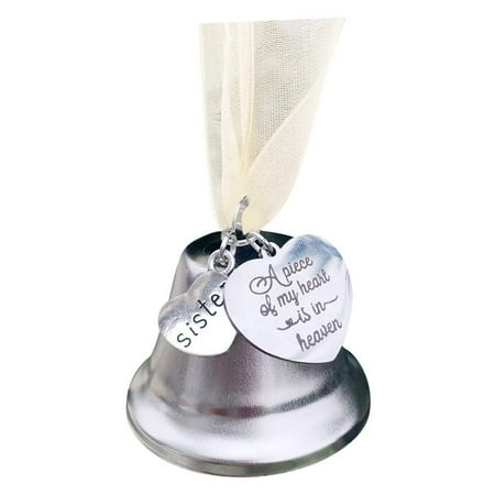 

Christmas Memorial Hanging Bell Angel Wing Link Silver Bell A Piece Of My Heart Is In Heaven Christmas Tree Pendant For Door Window