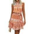 thumbnail image 2 of Summer Floral Printing Bohemian Halter Neck Sleeveless Chiffon Dress, 2 of 3