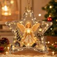 thumbnail image 3 of Liamobondopolis Glowing Christmas Story Ornament, Light Up Star Shaped Mini Holiday Scene with Santa, Angel and Snowman, Shatterproof Acrylic Hanging Decor for Christmas Tree and Winter Home, 3 of 6