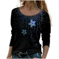 thumbnail image 1 of Machine d'Impression de T-Shirts Mode Femmes Décontracté Impression Col Rond Manches Longues T-Shirts Amples Blouse d'Automne Chandail Tops, 1 of 5