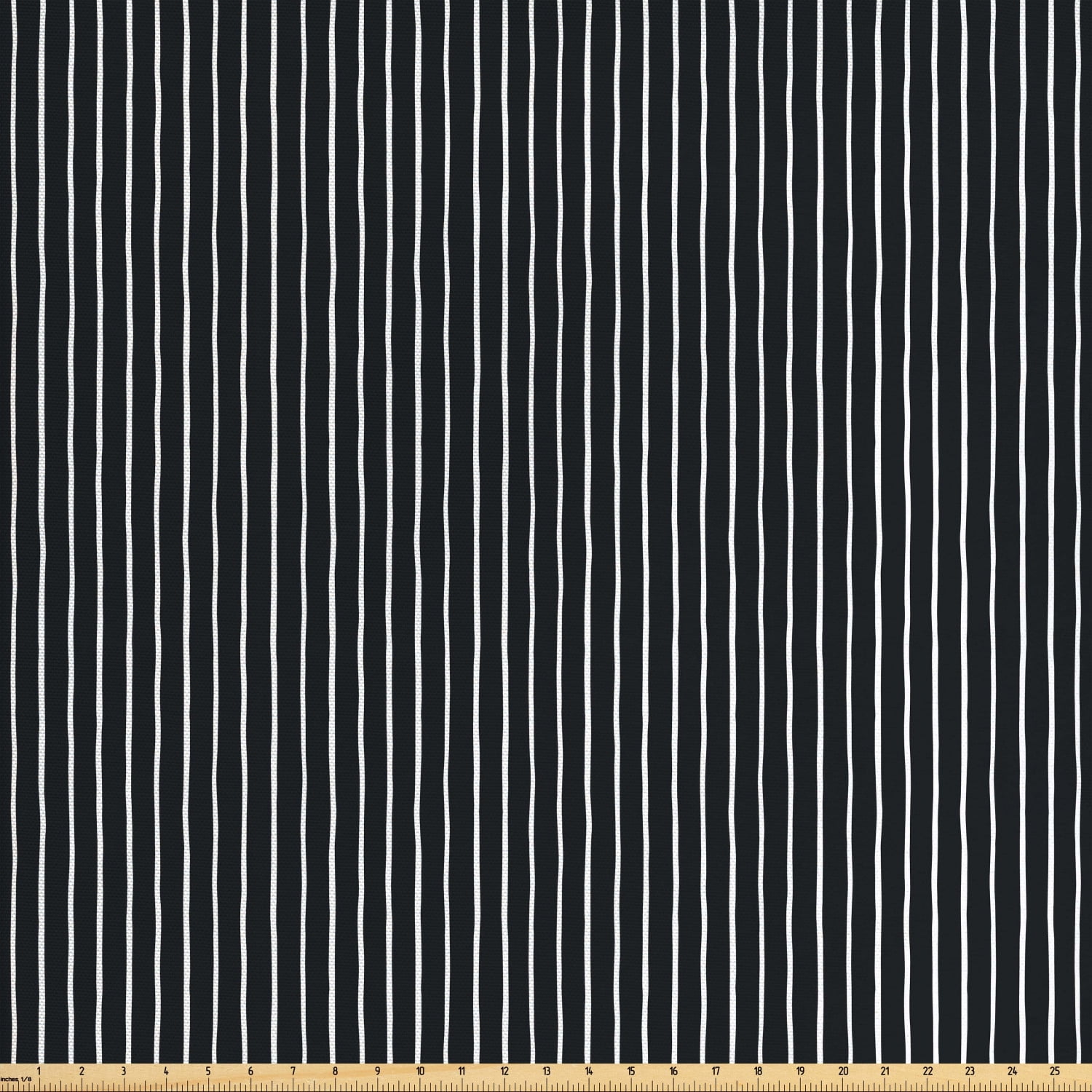 Pinstripe Fabric by The Yard, Monochrome Black and White Design White