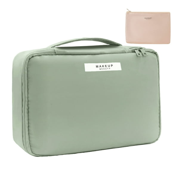 Queboom Neceser de viaje para maquillaje, neceser de maquillaje, neceser para mujeres y hombres (verde)
