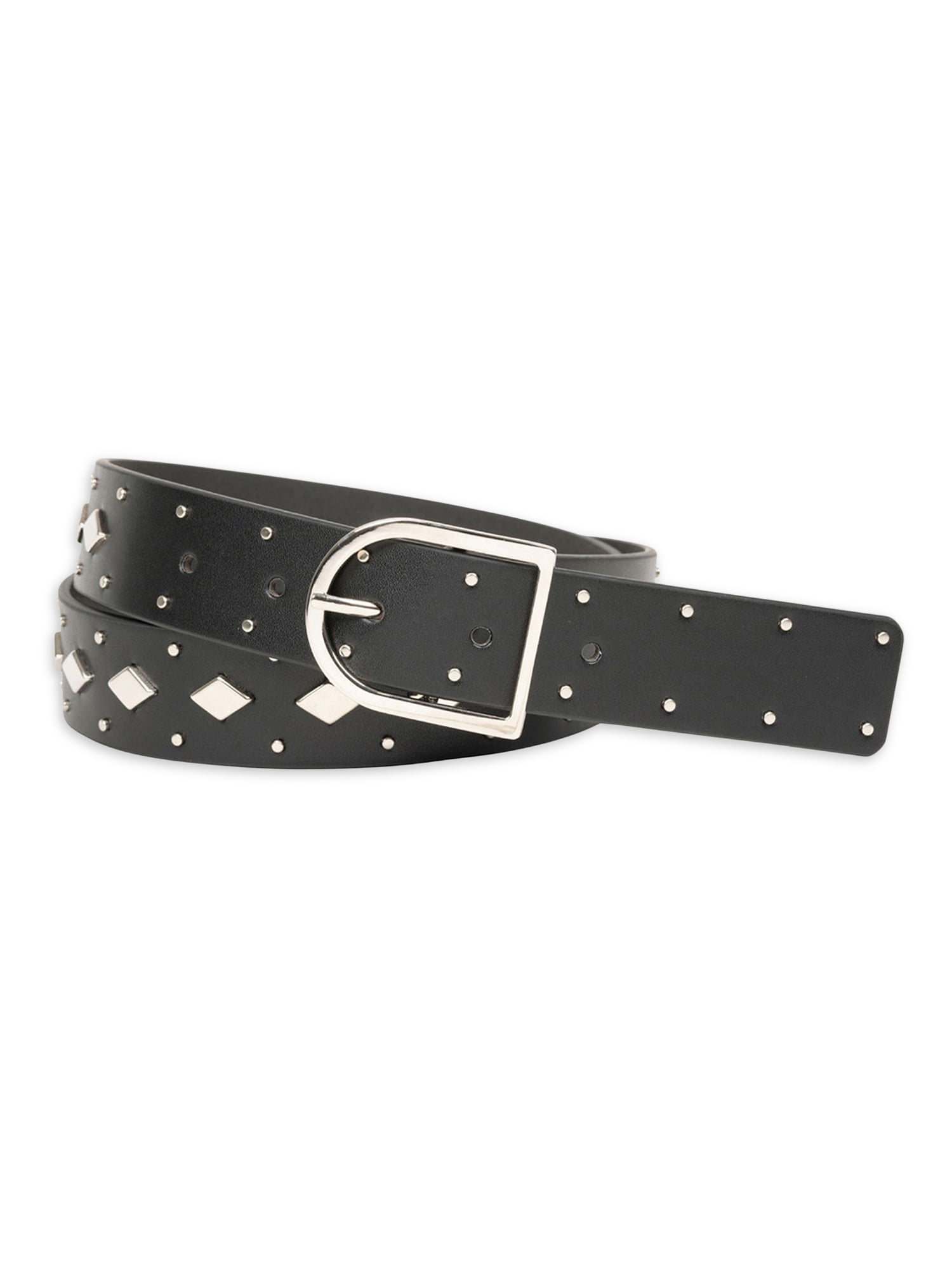 No Boundaries Women's Diamond Shape Studded Belt, Black