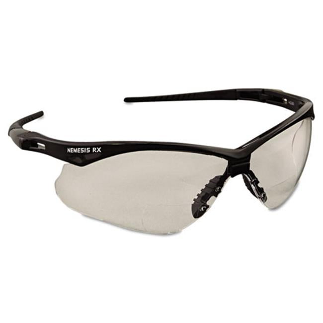 Jak 28624 V60 Nemesis Rx Reader Safety Glasses, Black Frame Clear