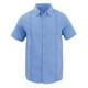 thumbnail image 1 of Camisa de playa de manga corta para hombre, informal, de moda, color liso, cuello vuelto, encaje con botones, parte superior azul XL, 1 of 4