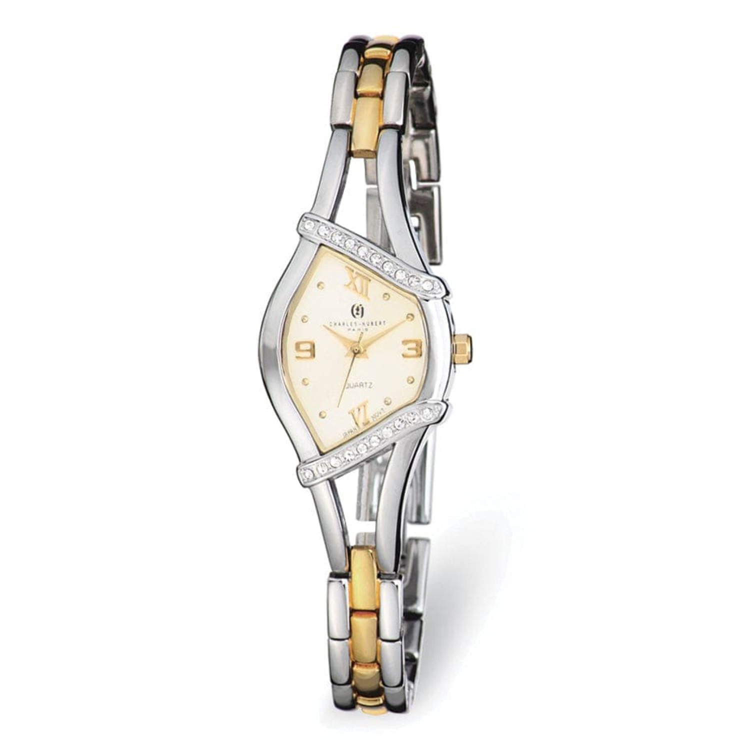 Ladies Rectangular Crystal Black Dial Watch by Charles 