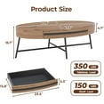 thumbnail image 2 of Oval Coffee Table with Drawer Mid-Century Modern Center Table 47.2“ Wooden Coffee Table with Storage and Cross Metal Legs Unique Curved Design for Living Room (Natural), 2 of 6