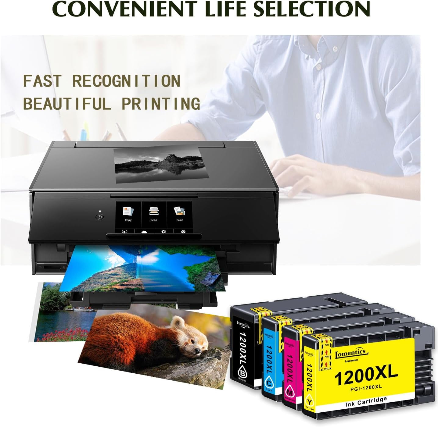 PGI-1200XL 1200 Ink Cartridges Value Pack Replacement for Canon PGI-1200XL 1200 Ink Cartridges for MAXIFY MB2720 MB2320 MB2020 MB2120 MB2350 Printer(4-PK, 1BK/1C/1M/1Y)