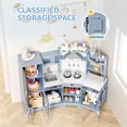 thumbnail image 6 of Pirecart Toddler Corner Play Kitchen, Kids Kitchen Playset with Stove & Real Sound Range Hood, Blackboard, 6Pcs Cooking Accessories,Gift for Age 3+, Blue, 6 of 9