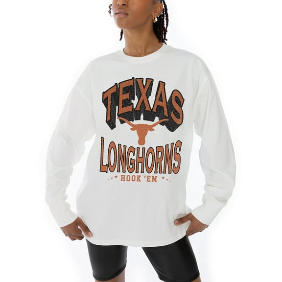 Women's Gameday Couture White Texas Longhorns Midweight Oversized Long Sleeve T-Shirt