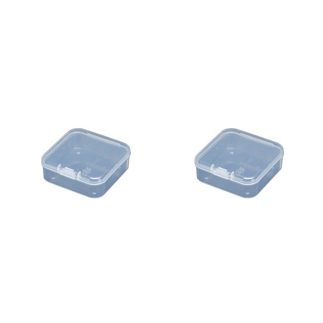 Bearachild Pack of 12 Storage Box Multipurpose Container Clean Stackable Organizer Small with Case Plastics Waterproof Lid Bin Easily Transparente 5.4*5.4*2 CM 2Conjunto