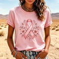 thumbnail image 2 of JULMCOMO Breast Cancer Awareness Shirts for Women Breast Crew Neck Comfy Pink Ribbon Graphic Tees Short Sleeve Loose Casual Tops Light pink XL, 2 of 7