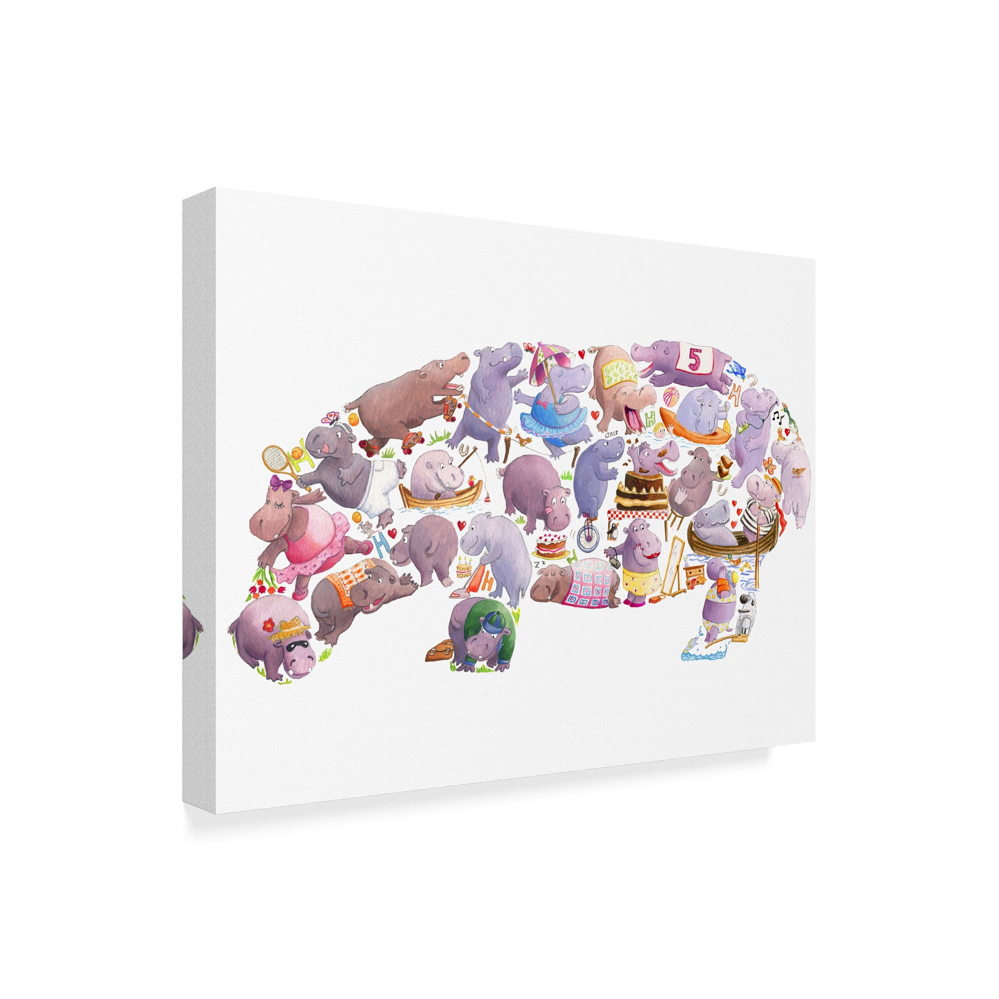 Trademark Fine Art 'Hippo Collage' Canvas Art by Louise Tate