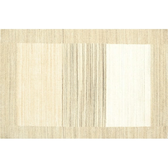 Ahgly Company Machine Washable Indoor Rectangle Contemporary Parchment Beige Area Rugs, 5' x 7'