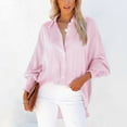thumbnail image 2 of Mohiass Women's Smocked Cuffed Striped Boyfriend Shirt with Pocket Casual Collar Long Sleeve Blouse Tops for Pocket Shirred Pink M, 2 of 9