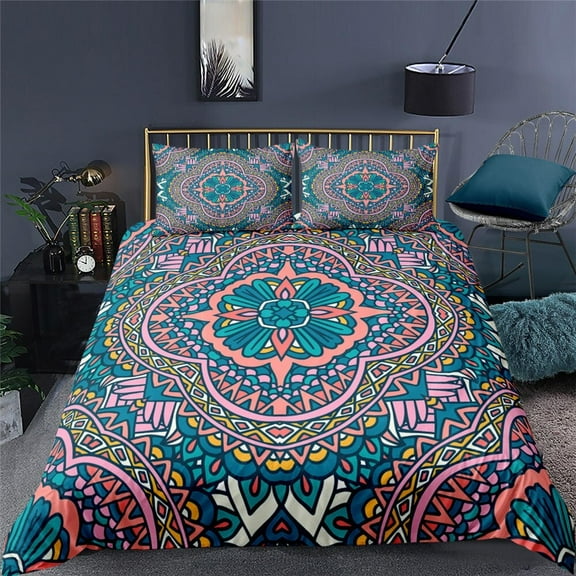 Ethnic Bohemian Mandala Duvet Cover European Flower Vintage Geometric Retro Style Polyester Quilt Co