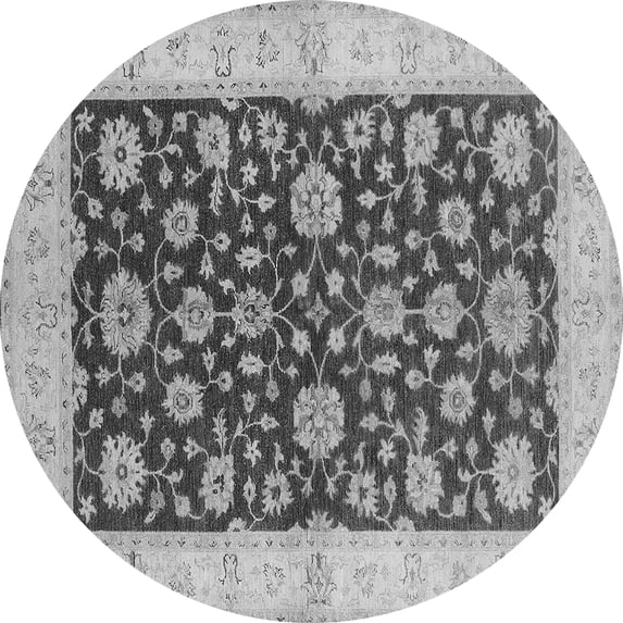 Ahgly Company Indoor Round Oriental Gray Traditional Area Rugs, 8' Round