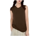 thumbnail image 2 of Htigea Clearanc Basic Tank Tops for Women Undershirt Tank Top Sleeveless Under Shirts Home Bottom Tank Coffee,XL, 2 of 3