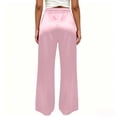 thumbnail image 6 of Yteetum Women's Satin Silk Wide Leg Pants Loose Drawstring Elastic Waist Trousers Women Casual Solid Baggy Lightweight Comfy Trousers, 6 of 7