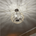 thumbnail image 2 of DingLiLighting 3-Light Metal Basket Pendant Light Rustic Ceiling Lights Fixture Adjustable Chain Vintage Chandeliers for Living Room Bedroom Kitchen Dining, E12 Socket, 2 of 7