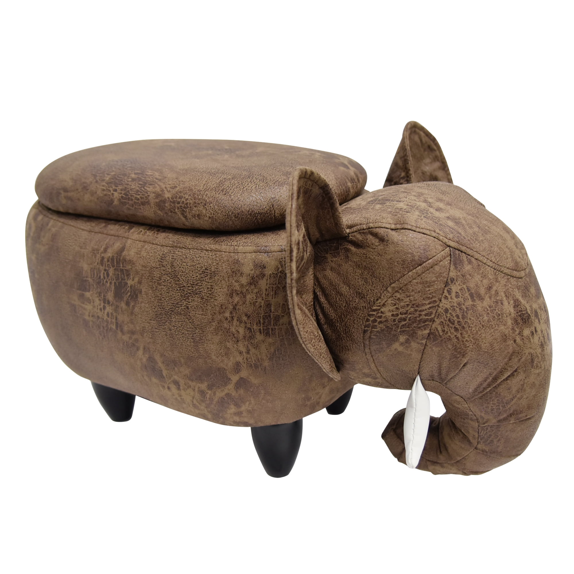 Kids Upholstered Elephant Ottoman with Storage