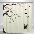thumbnail image 1 of Ethereal Bat & Black Cat Shower Curtain Spooky Tree Branch Design for Halloween & Year-Round Gothic Elegance, 1 of 4