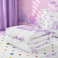 thumbnail image 5 of meiyoeat Ribbon Bowknot Monogrammed M Zipper Twin Comforter Sets with Fitted Sheet and 2 Pillowcases,Watercolor Coquette Letter Design Zipper Bedding Set For Girl,Reversible,4 Pieces, 5 of 7