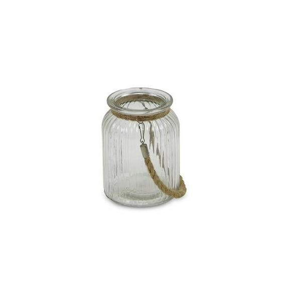 HomeRoots 488168 5.75 in. Clear Brown Glass Jar with Rope