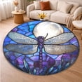 thumbnail image 5 of Round Area Rug, Dragonfly10 Nature Pattern Non-Slip Floor Mat, Soft Washable Carpet for Living Room Bedroom Decor 59 Inch, 5 of 6