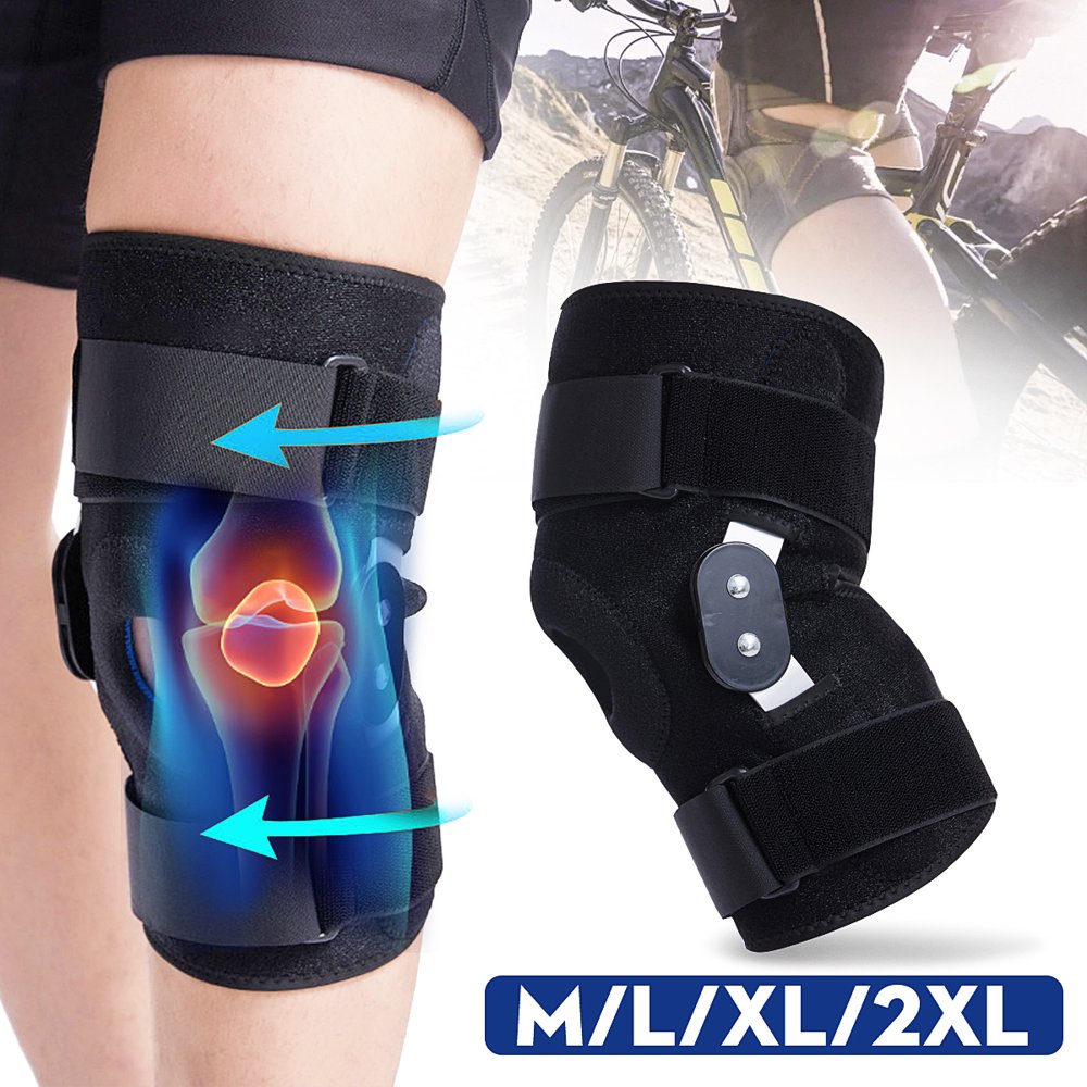 Hinged Knee Brace Support with Strap & Side Patella Stabilizers for Protection & Pain Relief for