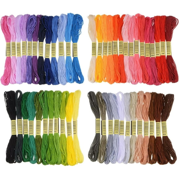 100 Skeins Embroidery Floss 8m Each Long Rainbow Cross Stitch Thread 26S/2x6 for Embroidery Projects Bracelet Craft, Multiple Colour