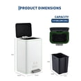 thumbnail image 2 of 3.4/4/4.8 Gallon Trash Can,Rectangular Stainless Steel Waste Bin with Quiet Foot Pedal, Soft-Close Lid & Removable Bucket, Trash Bin Garbage Can for Office, Small Kitchen, Home, 2 of 8
