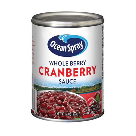 Pack of 4 Ocean Spray Whole Cranberry Sauce, Canned Side Dish, 14 Oz Can
