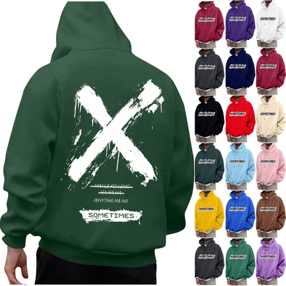Felirenzacia Unisex Graphic Hoodie for Men Women, X Cross Print Long Cuffed Sleeve Hooded Pullover Sweatshirt,Army Green,S