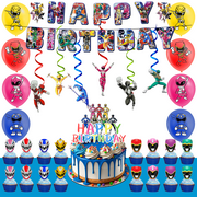 Power Rangers Birthday Party Supplies,33Pcs Power Rangers Party Decorations Set- Power Rangers Birthday Decorations Banners Tablecloth & Balloons Cake Topper etc Power Rangers Party Supplies
