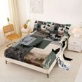 thumbnail image 2 of Castle Fairy Rustic Wildlife Deer Bear Duck Queen Sheets 4 Pieces for Teens,Smooky Jungle Animal Queen Sheet Sets,Brown Gray Green,1 Fitted Sheet, 1 Flat Sheet and 2 Pillowcases, 2 of 6