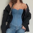 thumbnail image 4 of Xijirk Shapewear for Women,Womens Denim Corset Shapewear Adjustable Straps Design Street Style Tank Top Look Waist Trainer Corset for Casual Wear and Tummy Control,Blue,L, 4 of 9