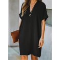 thumbnail image 1 of Robe d'Été Unie pour Femmes Papillon Découpée Décontractée Col en V Manches Courtes Robes Amples, 1 of 2