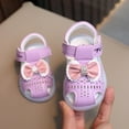 thumbnail image 4 of ZACPNCV Infant Baby Girls Summer Sandals with Flower Bowknot Soft Sole Wedding Dress Flats Newborn First Walkers Crib Dress Shoes Purple 12-15 Months, 4 of 5