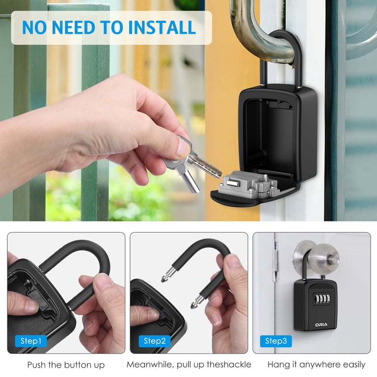ORIA Outdoor Portable Security Key Lock Box, Waterproof Wall