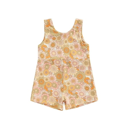 

Sunisery Toddler Infant Girls Sleeveless Romper Flower Rainbow Pattern Jumpsuit Casual Summer Bodysuit Clothes Orange 2-3 Years
