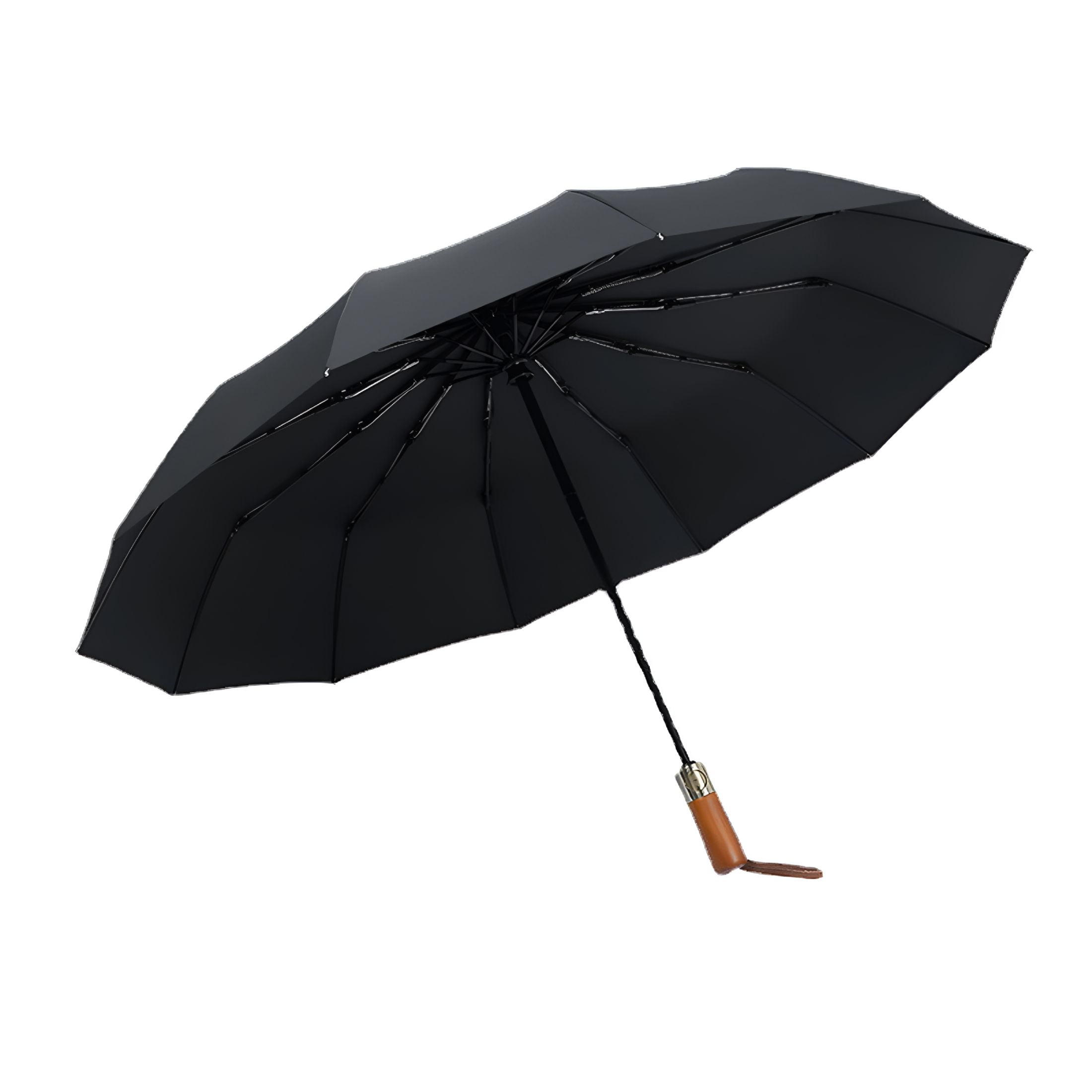 GASTROPOD Fully Automatic Windproof Travel Umbrella with Solid Wood Handle for Rain, Portable, Folding Umbrella for Travel - All-Weather Strong Compact Umbrella