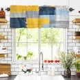 thumbnail image 3 of Blue Gray Yellow Oil Painting Valances for Windows Abstract Art Rod Pocket Curtain Valance Window Treatment Short Curtains for Kitchen Living Room, 42"x18", 3 of 5